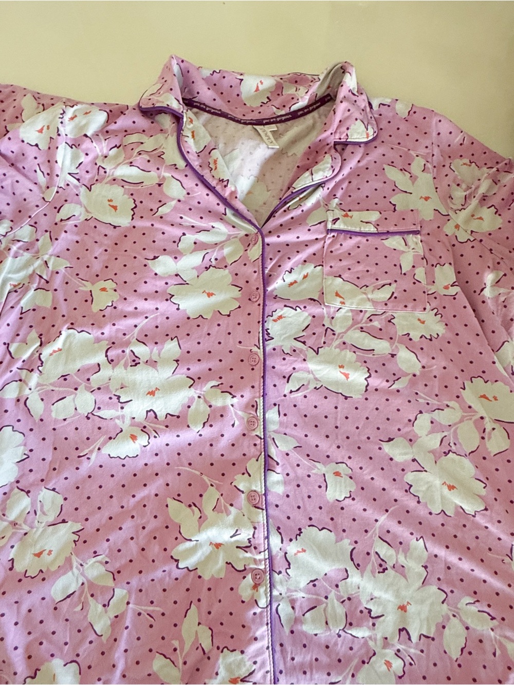 Women's Lavender Floral Button-Up Pajama Set